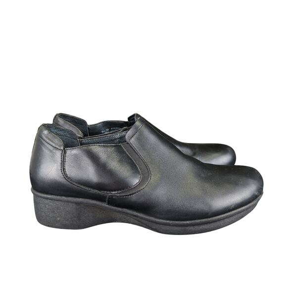 Dansko Lynn Comfort Shoes‎ Black Leather Slip-on Booties Clogs EU 39 Casual Sz 9 - Picture 1 of 8